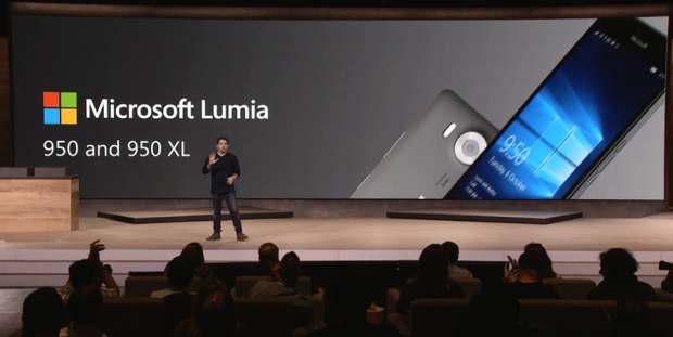 Microsoft stellt Lumia 950 und Lumia 950 XL vor. (Screenshot Golem.de)