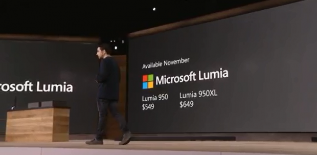 Microsoft stellt Lumia 950 und Lumia 950 XL vor. (Screenshot Golem.de)