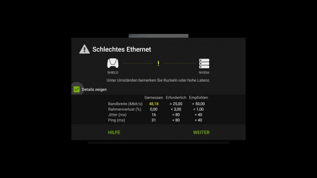 Nvidia empfiehlt eine 50-MBit/s-Leitung. (Bild: Golem.de)