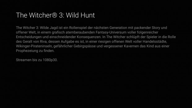 The Witcher 3 wird in bis zu 1080p30 gestreamt. (Bild: Golem.de)