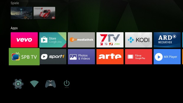 Die App-Liste auf dem Android-TV-Hauptbildschirm (Bild: Golem.de)