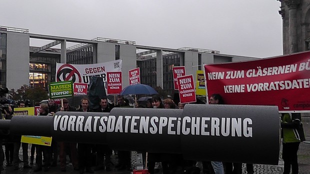 Aktivisten protestierten heute morgen gegen das Gesetz. Quelle: Digitale Gesellschaft, CC-BY-SA 2.0