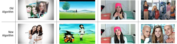 Beispiele für alte und neue automatisch generierte Thumbnails (Bild: Google)