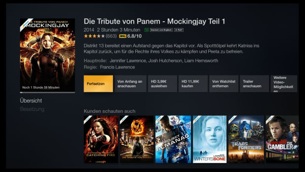 Detailseite eines Films mit Empfehlungen (Screenshot: Golem.de)