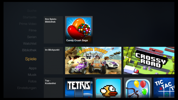 Spiele-Rubrik im Fire-OS-Startbildschirm (Screenshot: Golem.de)