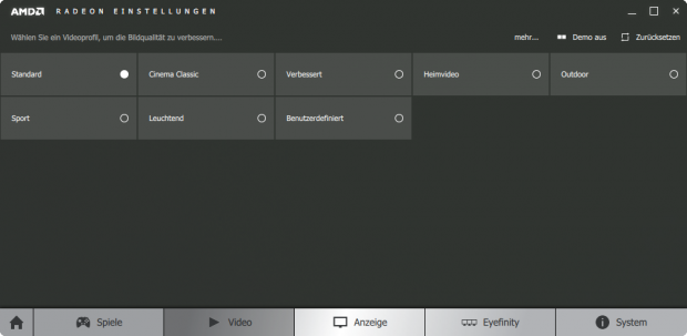 Die neuen Radeon-Settings (Screenshot: Golem.de)