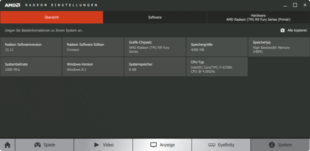 Die neuen Radeon-Settings (Screenshot: Golem.de)