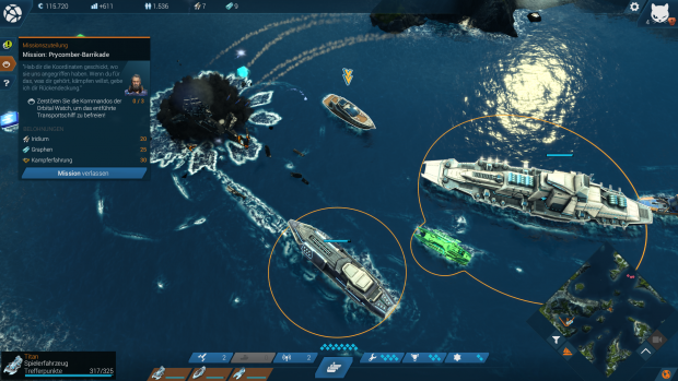 In den Krisengebieten k&auml;mpft unsere kleine Flotte gegen den Feind. (Screenshot: Golem.de)