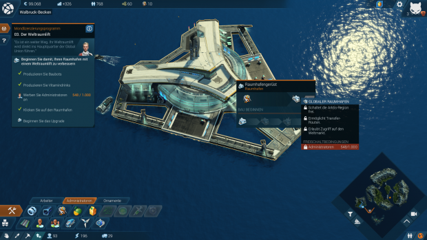 Der Raumhafen w&auml;chst immer weiter durch Upgrades. (Screenshot: Golem.de)