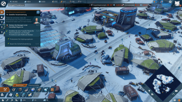 In der Arktis m&uuml;ssen wir Wohnungen und Fabriken eng zusammenbauen. (Screenshot: Golem.de)