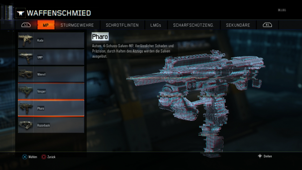 In der Waffenschmiede können wir die Schießeisen um besondere Effekte erweitern. (Screenshot: Golem.de)