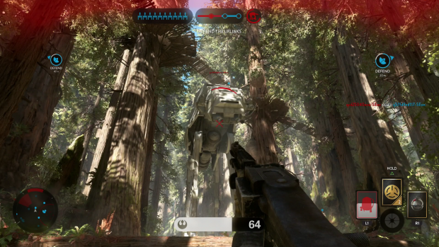 Der AT-AT stapft in Walker Assault durch den Wald von Endor. (Screenshot: Golem.de)