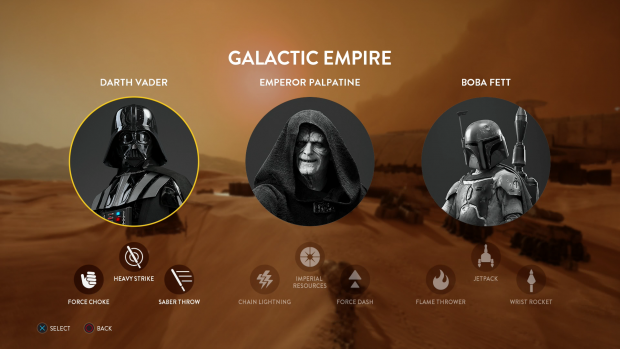 In einigen Modi wählen wir einen von drei "bösen" Helden. (Screenshot: Golem.de)