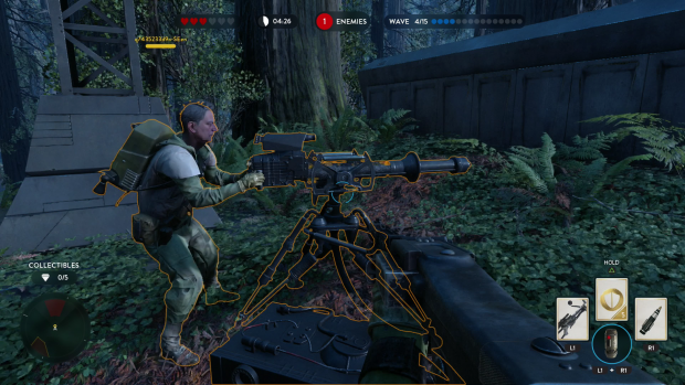 Ein Verbündeter hat sich hinter ein stationäres Geschütz geklemmt. (Screenshot: Golem.de)