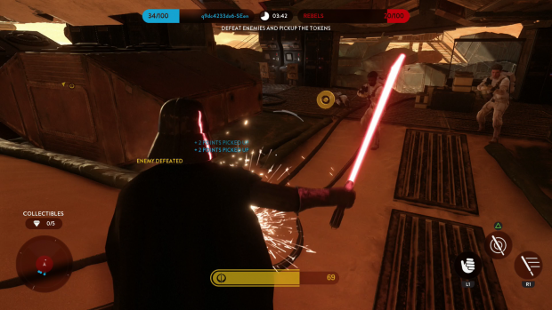 Darth Vader kämpft mit seinem Lichtschwert. (Screenshot: Golem.de)