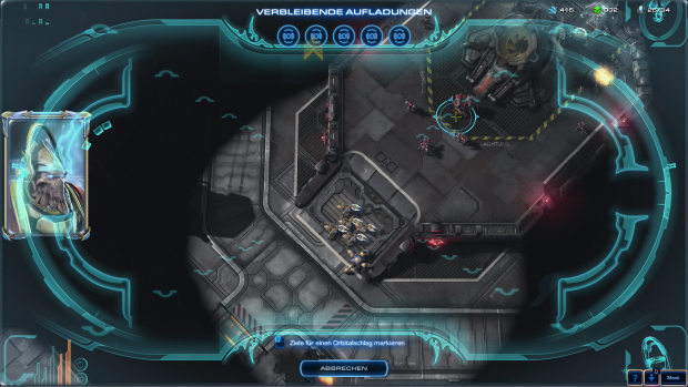 Mit einer Orbitalwaffe greift der Spieler seine Feinde an. (Screenshot: Golem.de)