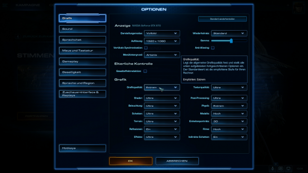Das Grafikmenü der PC-Fassung (Screenshot: Golem.de)