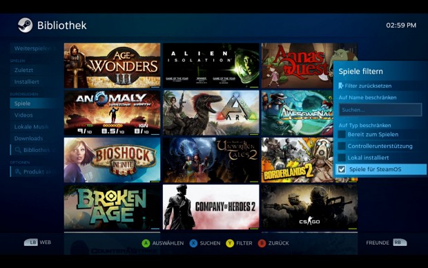 ... filtern wir nach SteamOS, ... (Screenshot: Golem.de)