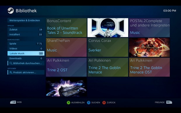 Steam spielt Soundtracks oder eigene Musik ab. (Screenshot: Golem.de)