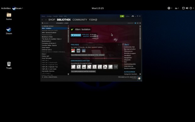 Im Desktop-Modus kann auch der "normale" Steam-Client gestartet werden. (Screenshot: Golem.de)