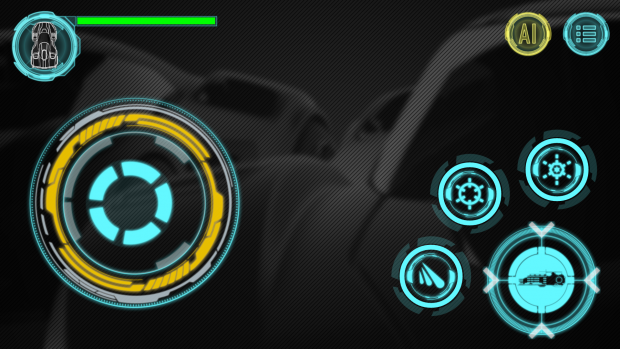 Gesteuert wird die Geschwindigkeit und die Fahrtrichtung mit einem einzelnen virtuellen Joystick... (Foto: Alexander Merz/Golem.de)