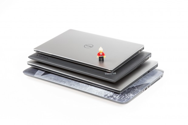 Dells XPS 15 im Vergleich mit dem XPS 13, Lenovos Thinkpad X1 Carbon (14 Zoll) und HPs Star Wars Book (15,6 Zoll) (Bild: Martin Wolf/Golem.de)