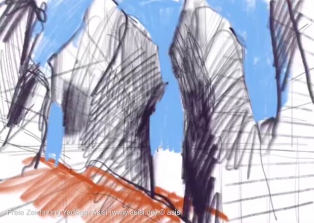 Was erst wie ein Gebäude aussieht, entpuppt sich als Felslandschaft. (Bild: Yadegar Asisi)