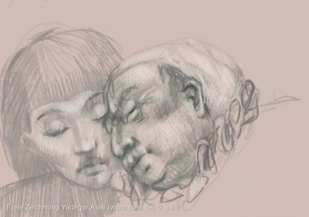 Auch der Clown startet als Zeichnung. (Bild: Yadegar Asisi)