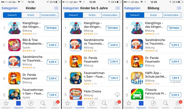 KlangDings konnte bislang drei Nummer-1-Platzierungen im deutschen Appstore verbuchen. (Quelle: iTunes-Store)