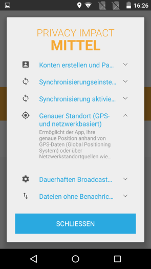 Die einzelnen Detailpunkte können nochmals für nähere Information geöffnet werden. (Screenshot: Golem.de)