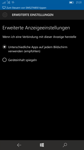 Praktisch ist die Funktion, den Inhalt des Smartphone-Displays zu spiegeln. (Screenshot: Golem.de)