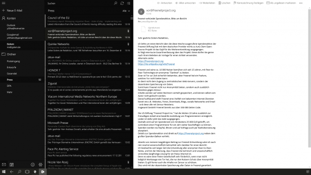 Das gilt auch für Outlook-Mail. (Screenshot: Golem.de)