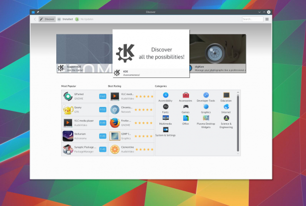 Das neue Aussehen von Discover (Bild: KDE - CC BY 3.0)