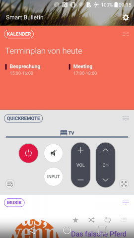 Smart-Bulletin-Seite mit eingerichteter TV-Fernbedienung (Screenshot: Golem.de)