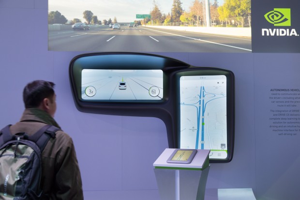 Die vereinfachte Darstellung der aufgrund der Sensordaten ermittelten Fahrwege, wie sie in Zukunft in autonomen Autos zu finden sein könnte (Bild: Martin Wolf/Golem.de)