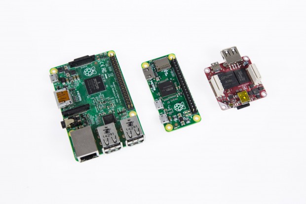 Größenvergleich Raspberry Pi 2, Zero und Tinkerforge Red Brick (Foto: Martin Wolf/Golem.de)