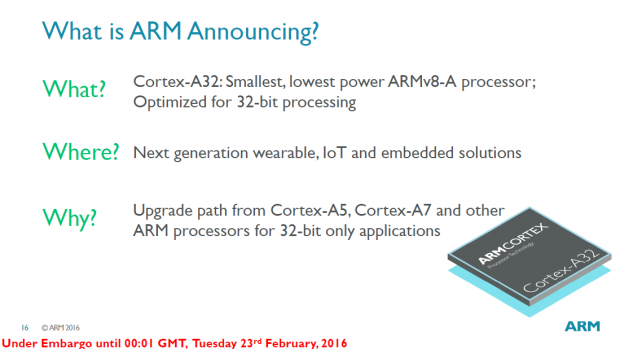 Präsentation des Cortex-A32 (Bild: ARM)