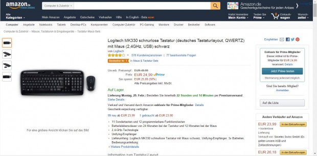 Nicht-Prime-Kunden sehen nur ein Hinweisfeld bei Amazon, dass sie das Produkt nicht bei Amazon bestellen können. (Bild: Golem.de)
