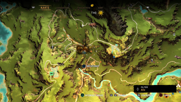 Auf der automatisch mitgezeichneten Karte sehen wir die Steinzeitwelt. (Screenshot: Golem.de)