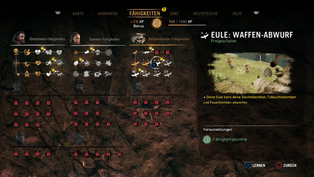 Das Rollenspielsystem wird nach und nach freigeschaltet. (Screenshot: Golem.de)