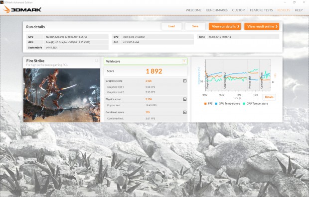 Surface Book mit Geforce 940M/GDDR5 (Screenshot: Golem.de)