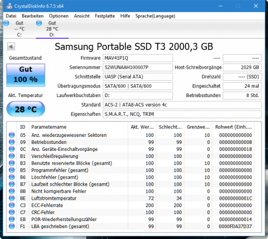 Samsung Portable SSD T3 (Screenshot: Golem.de)