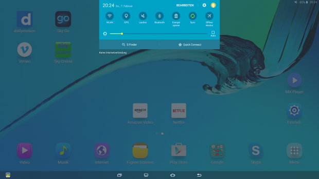 Schnelleinstellungen werden mit einem Wisch ins Display aktiviert. (Bild: Screenshot Golem.de)