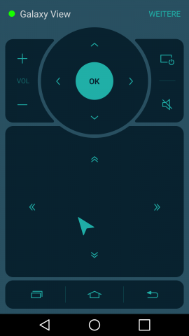 Fernbedienungs-App für das Galaxy View mit aktiviertem Touchpad (Bild: Screenshot Golem.de)