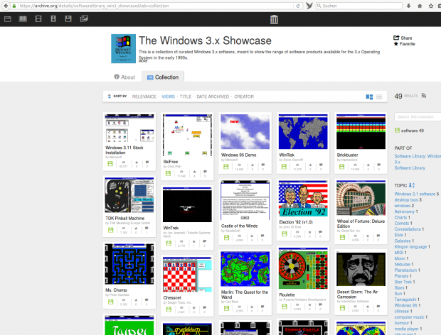 Das Internet Archive hat Shareware und Freeware für Windows 3.1 gesammelt und ... (Screenshot: Golem.de)
