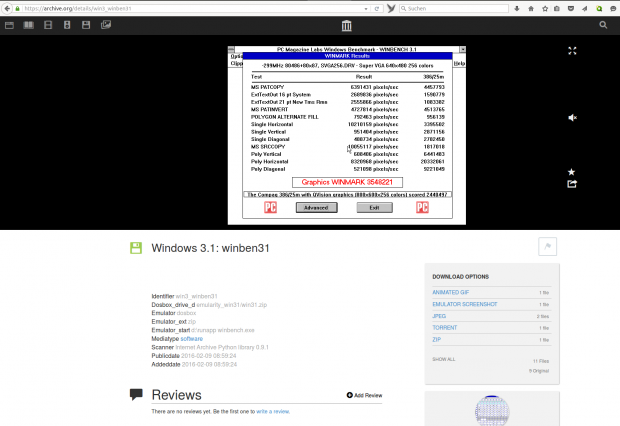 Selbst Benchmarkprogramme laufen noch in dem Browser-Emulator, der sich zeigt, wenn ... (Screenshot: Golem.de)