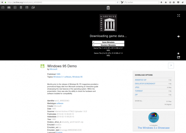 Im Browser wird dafür der Javascript-basierte Emulator Dosbox gestartet und dort eine abgespeckte ... (Screenshot: Golem.de)