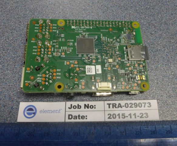 Rückseite des Raspberry Pi 3 (Foto: FCC-Bericht)