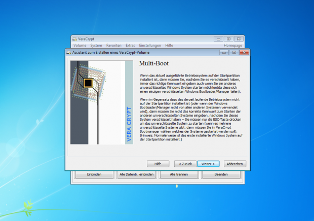 Anschlie&szlig;end fasst Veracrypt noch die Funktionen seines Bootloaders zusammen. (Screenshot: J&ouml;rg Thoma)
