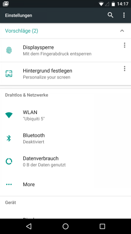 Das Einstellungsmenü von Android N hat Google überarbeitet. (Screenshot: Golem.de)